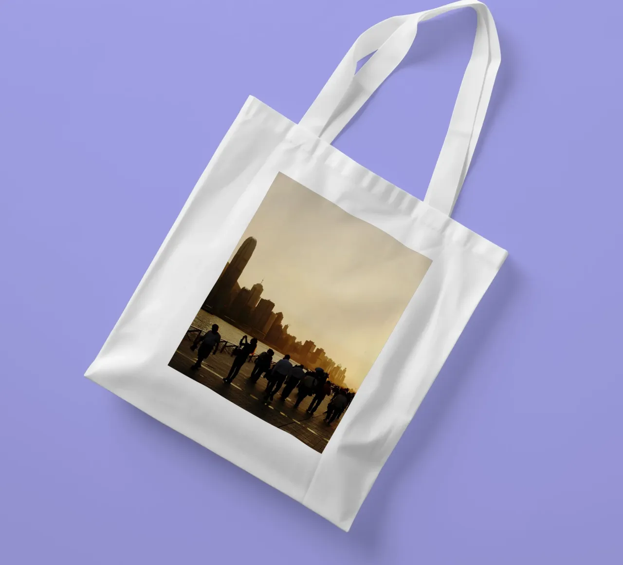 Hong Kong, tramonto, Cina borsa in juta da fotokunst