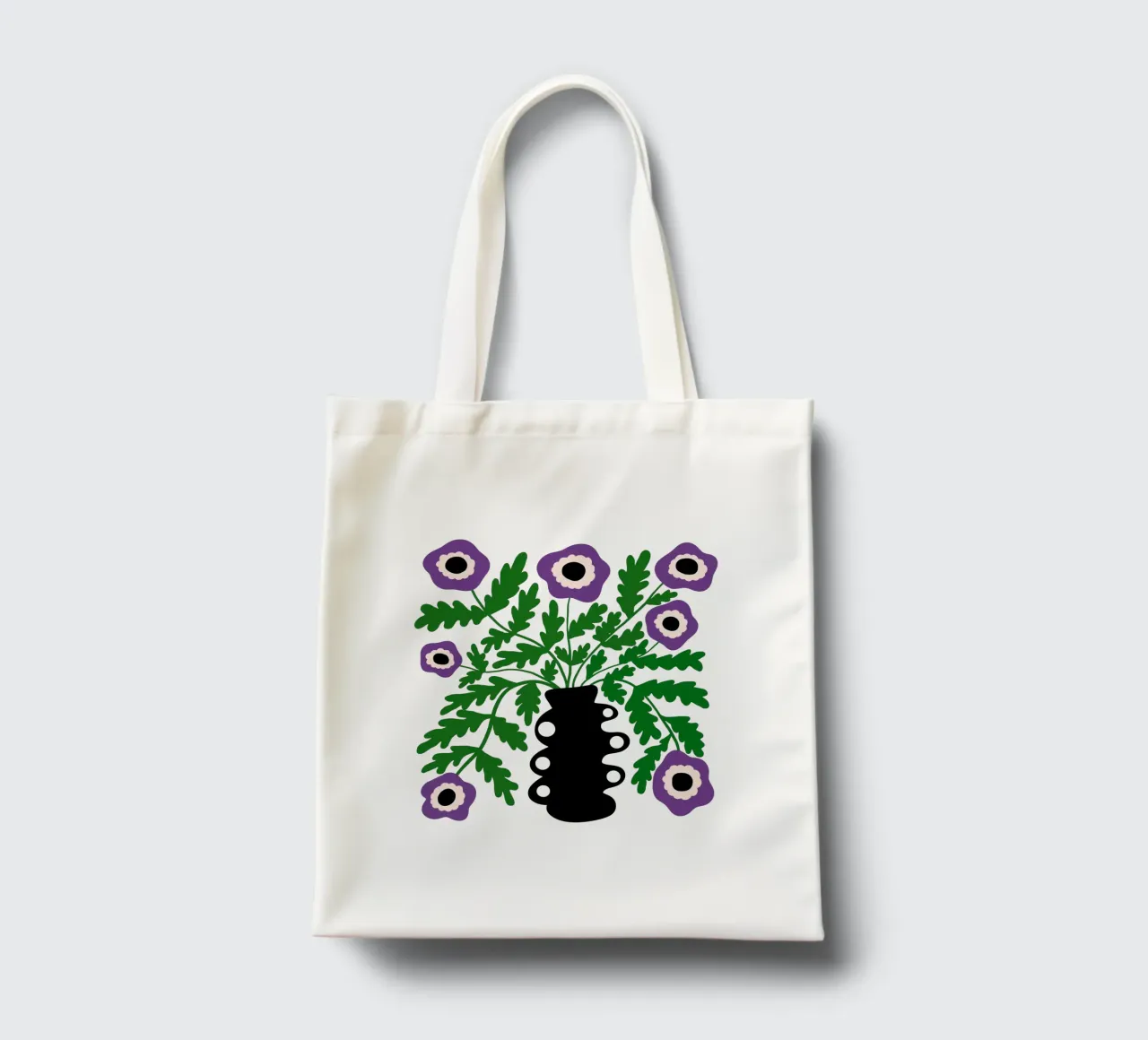 Eclectic Modern Violet Flowers in Vase borsa in juta da TijanaArtStudio88