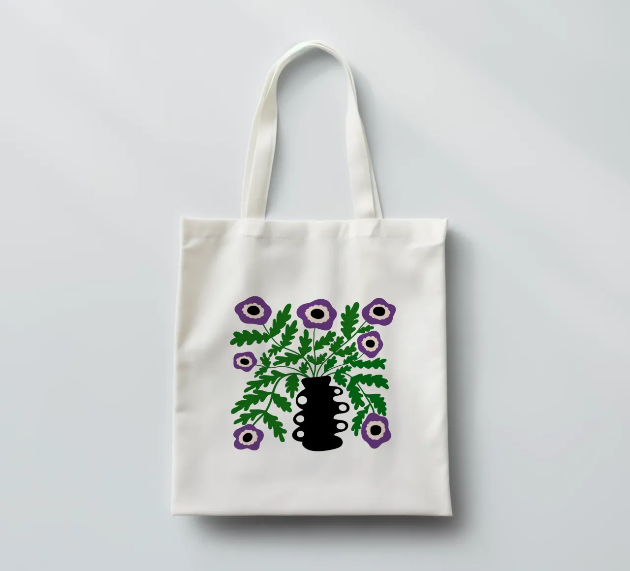Eclectic Modern Violet Flowers in Vase borsa in juta da TijanaArtStudio88