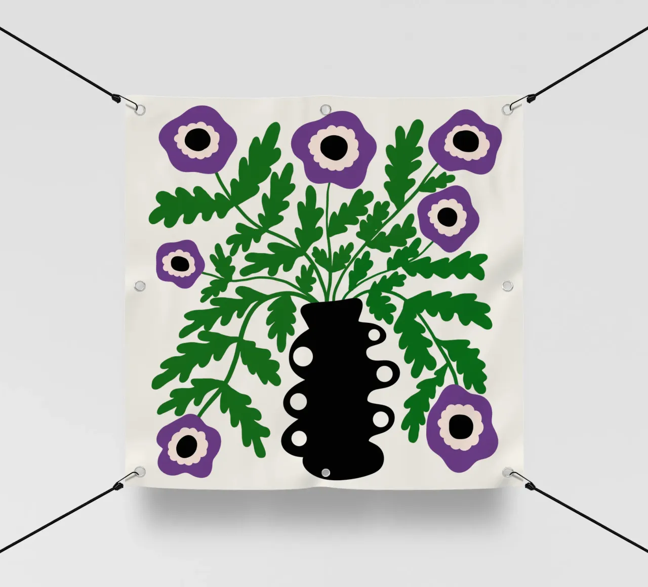 Eclectic Modern Violet Flowers in Vase telo in pvc da TijanaArtStudio88