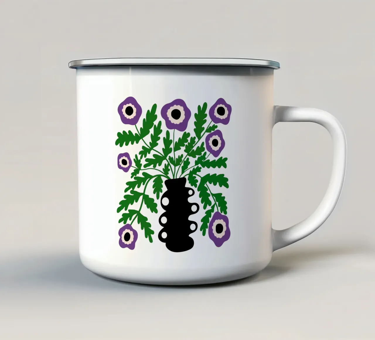 Eclectic Modern Violet Flowers in Vase tazza in smalto da TijanaArtStudio88