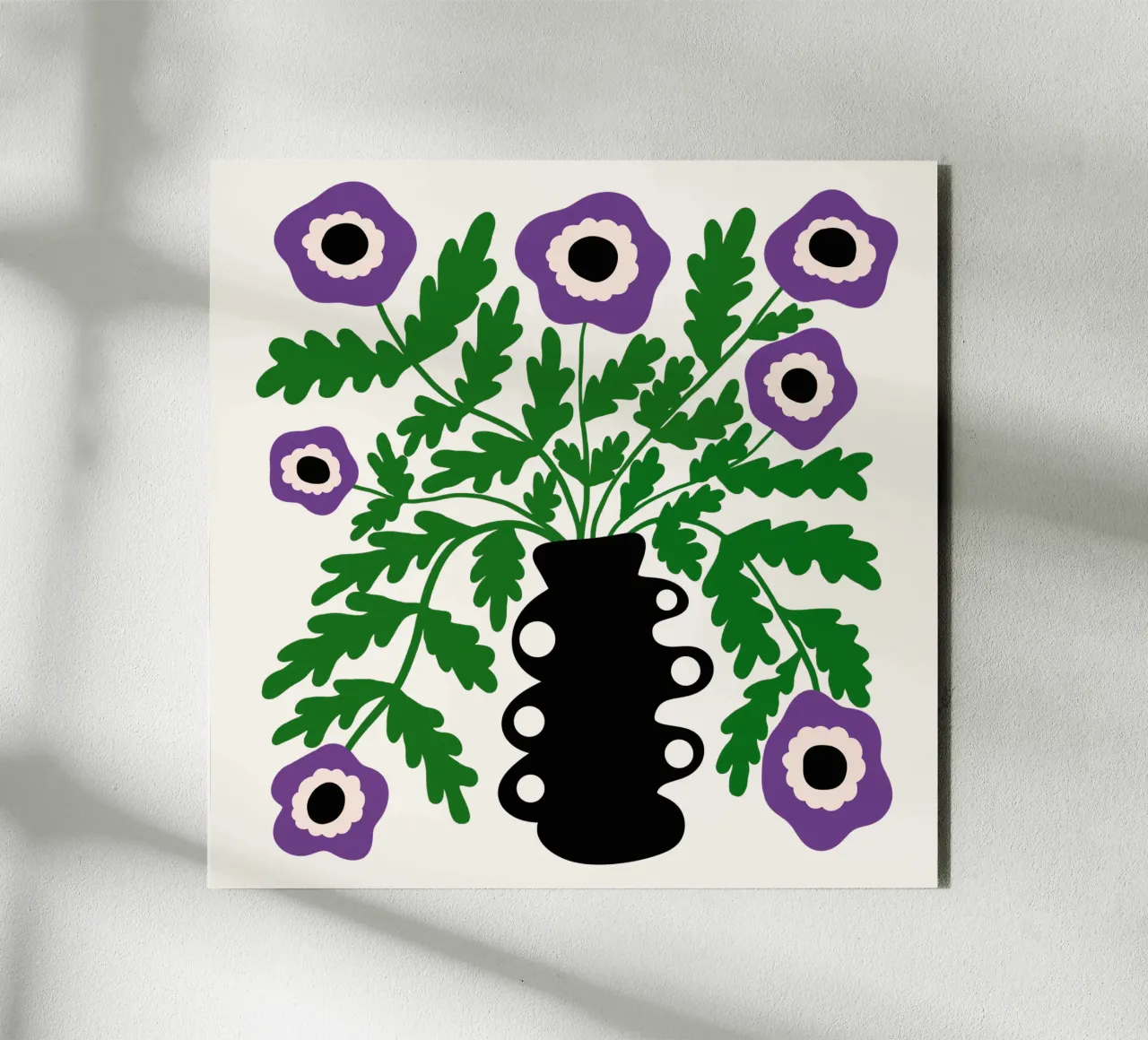 Eclectic Modern Violet Flowers in Vase alluminio dibond da TijanaArtStudio88