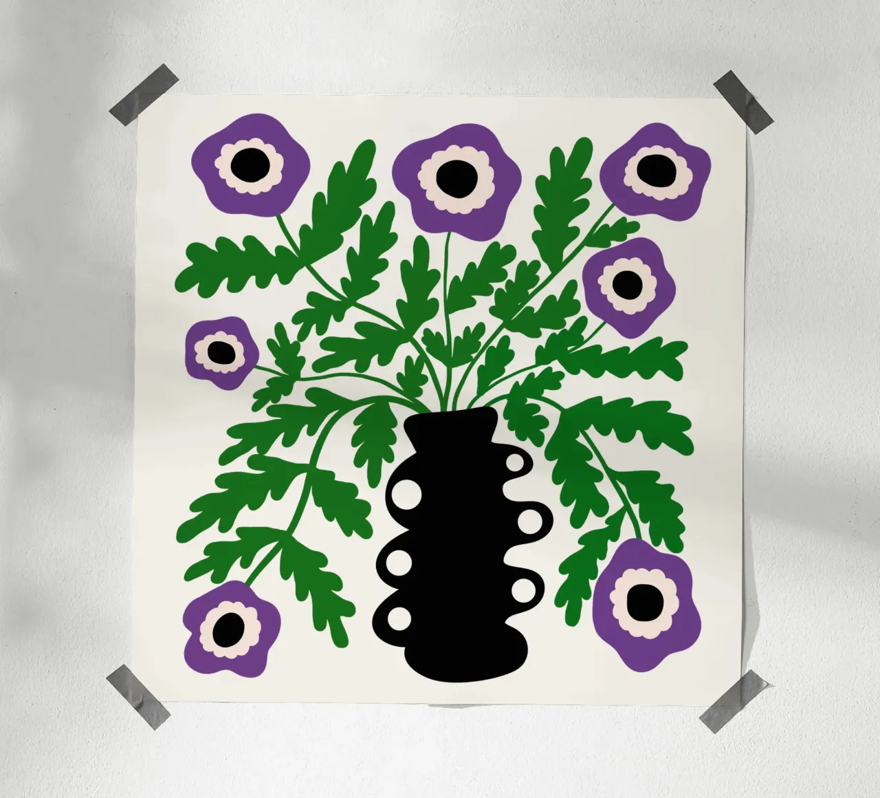 Eclectic Modern Violet Flowers in Vase carta hahnemühle da TijanaArtStudio88