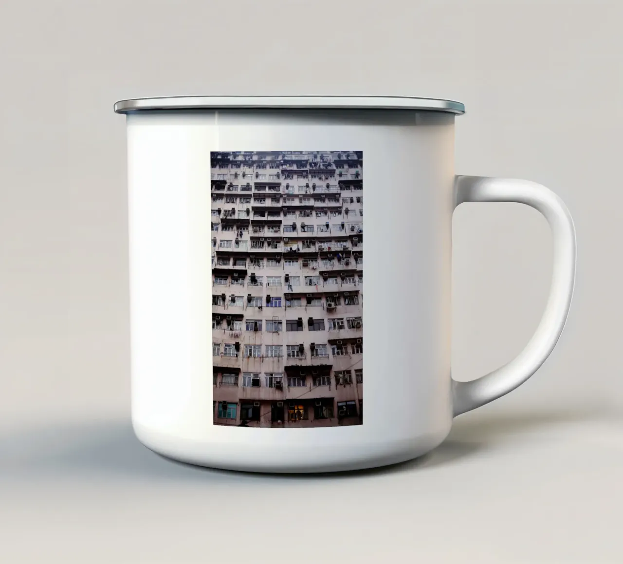 Window front, Hong Kong, China enamel mug by Simon Koy