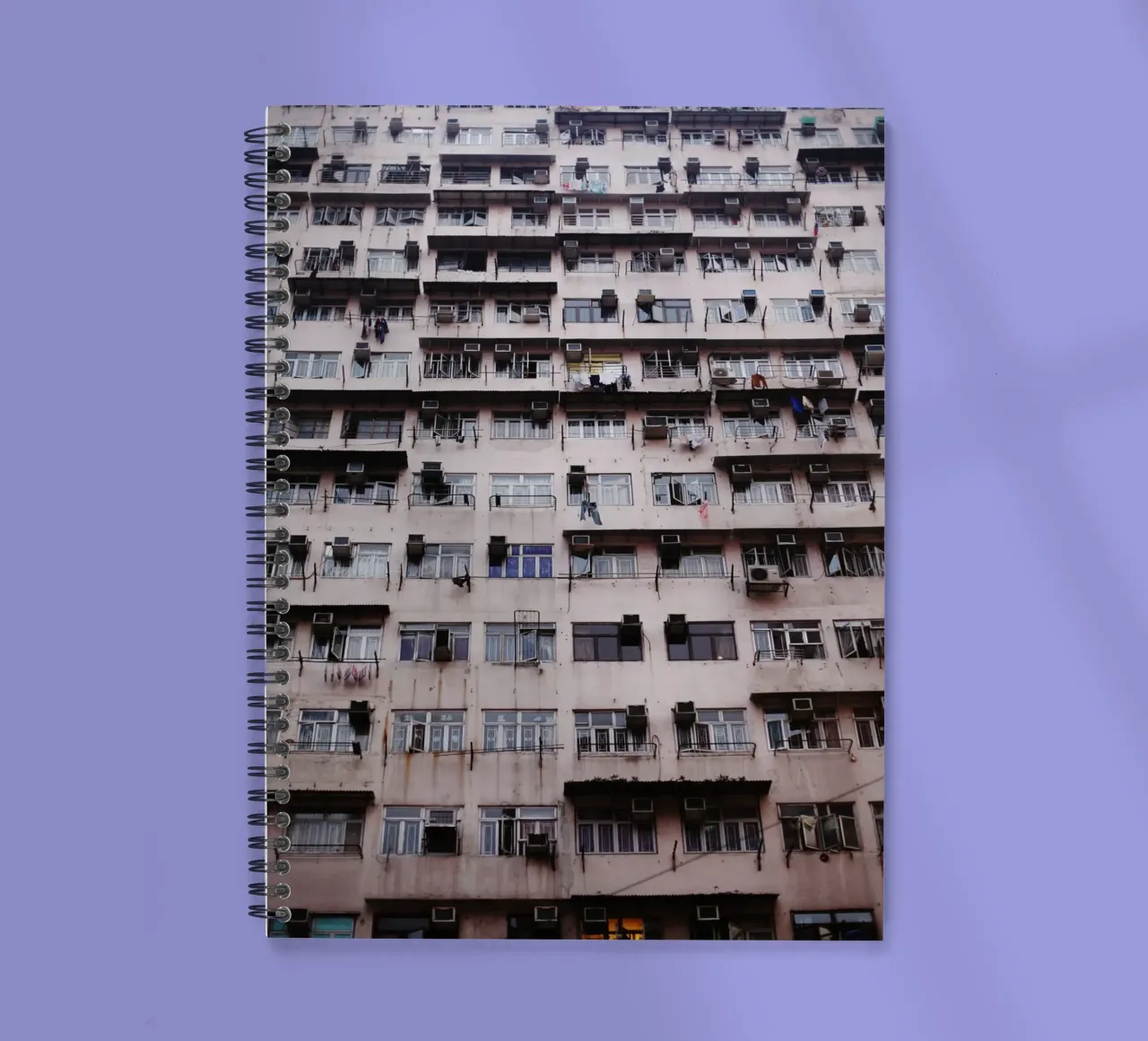 Window front, Hong Kong, China spiral notebook by Simon Koy