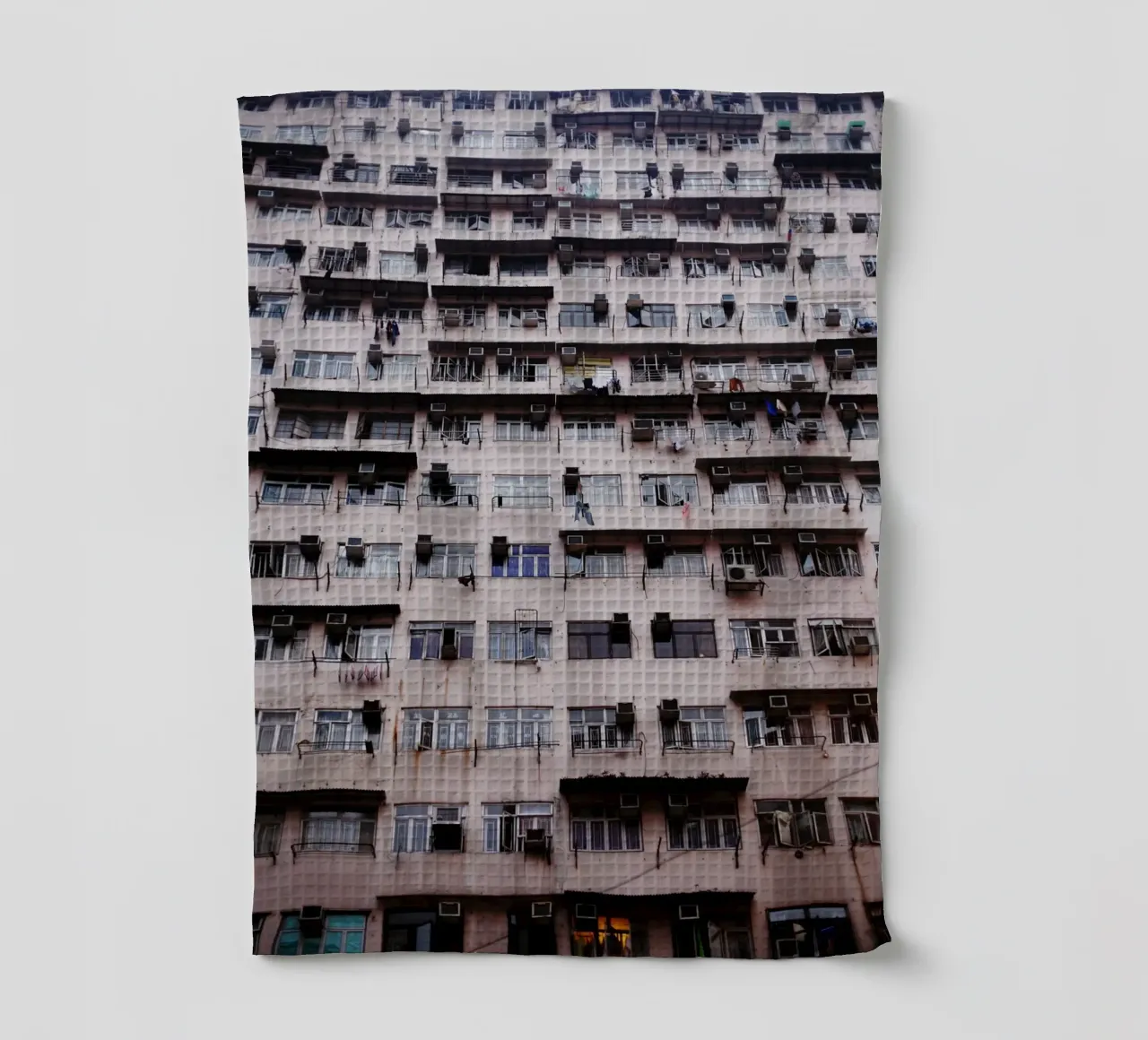 Window front, Hong Kong, China tea towel by Simon Koy