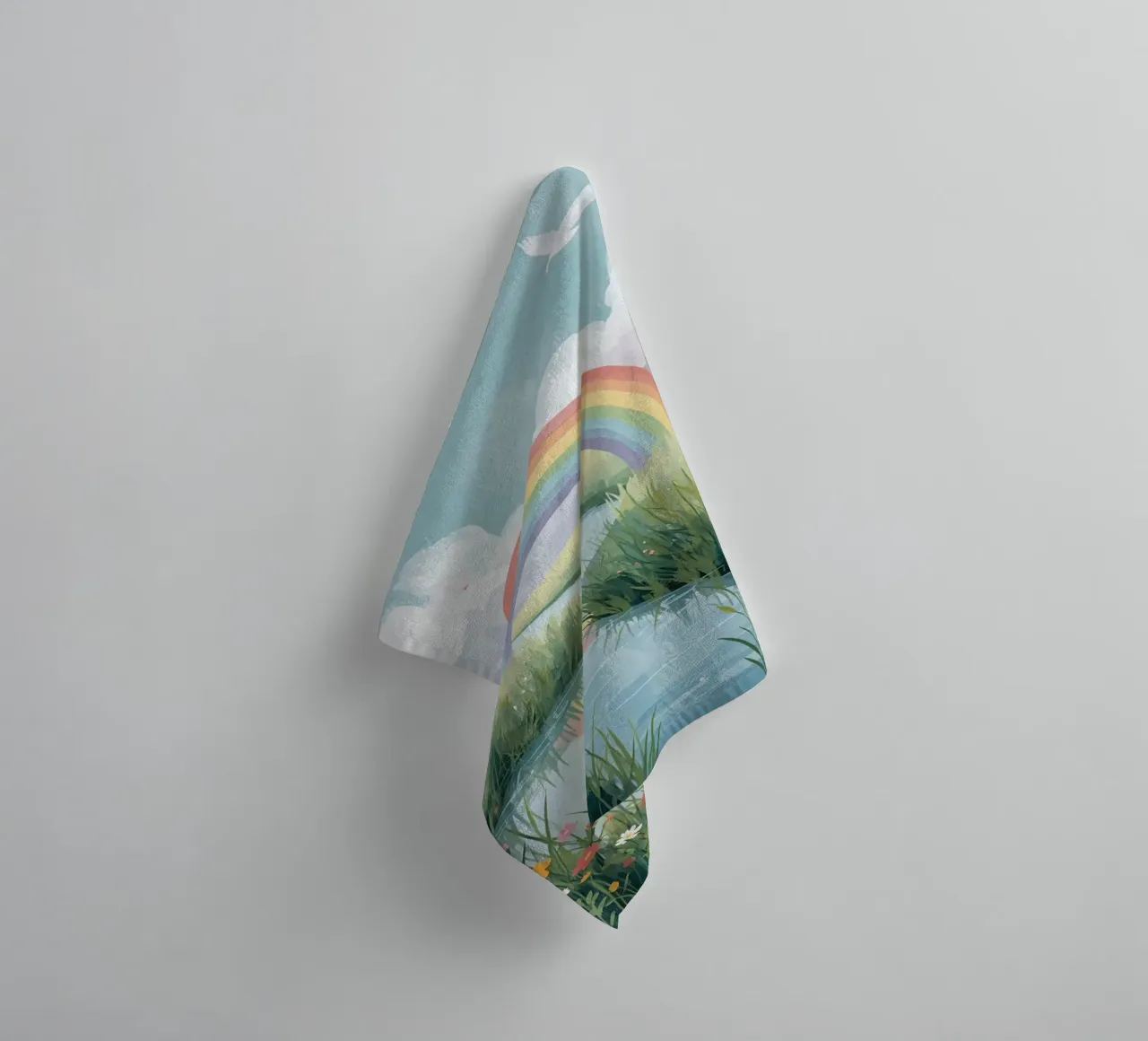 Rainbow Arch Over Stream towel by DesignDoodle