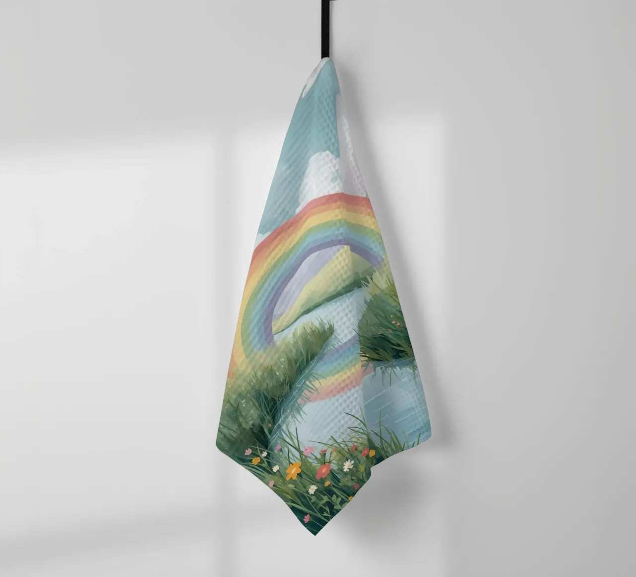 Arc-en-ciel au-dessus d'un cours d'eau torchon de DesignDoodle