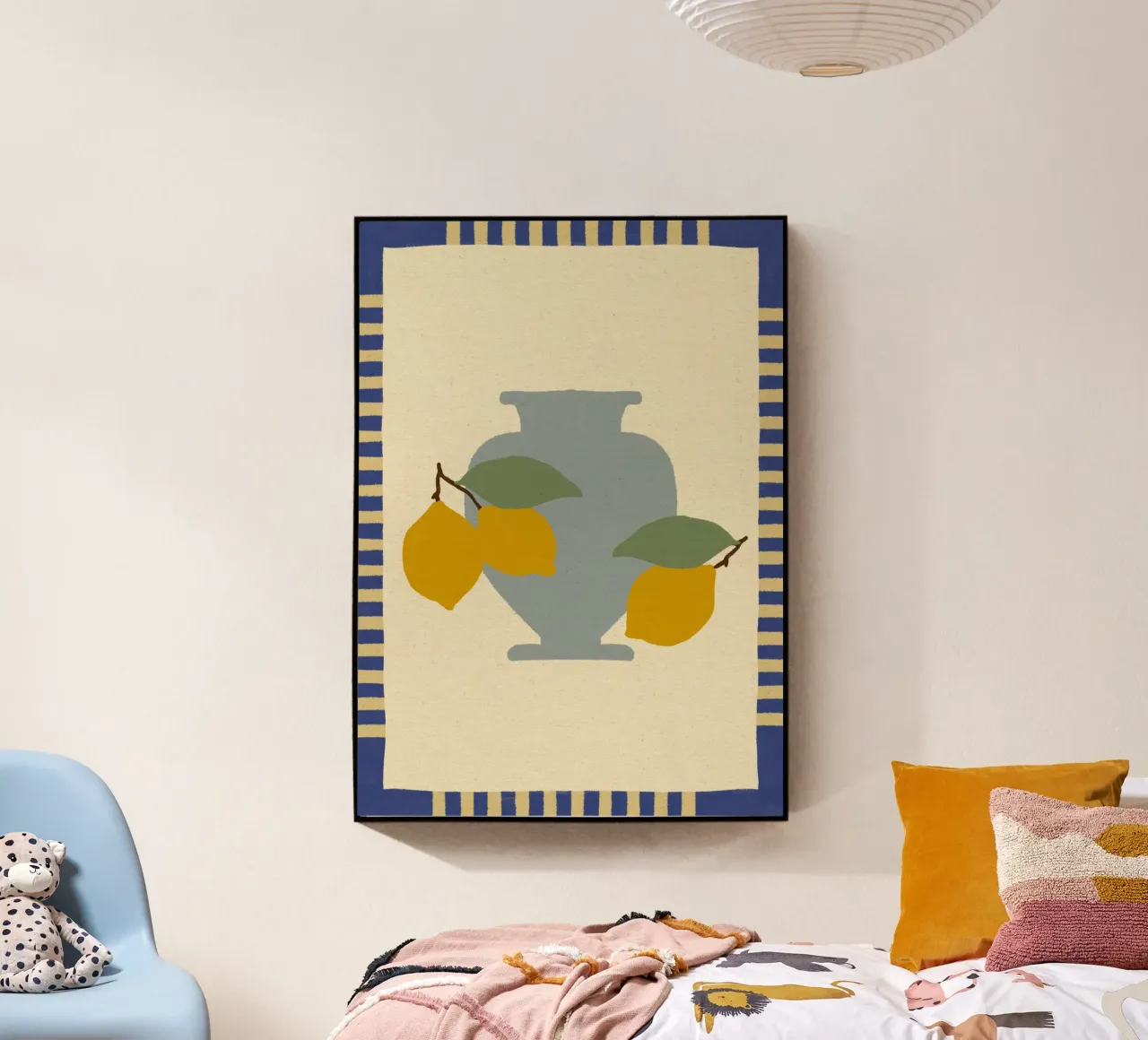 Still Life with Vase and Lemons I - Colorful Edition plexiglass da Shatha Al Dafai