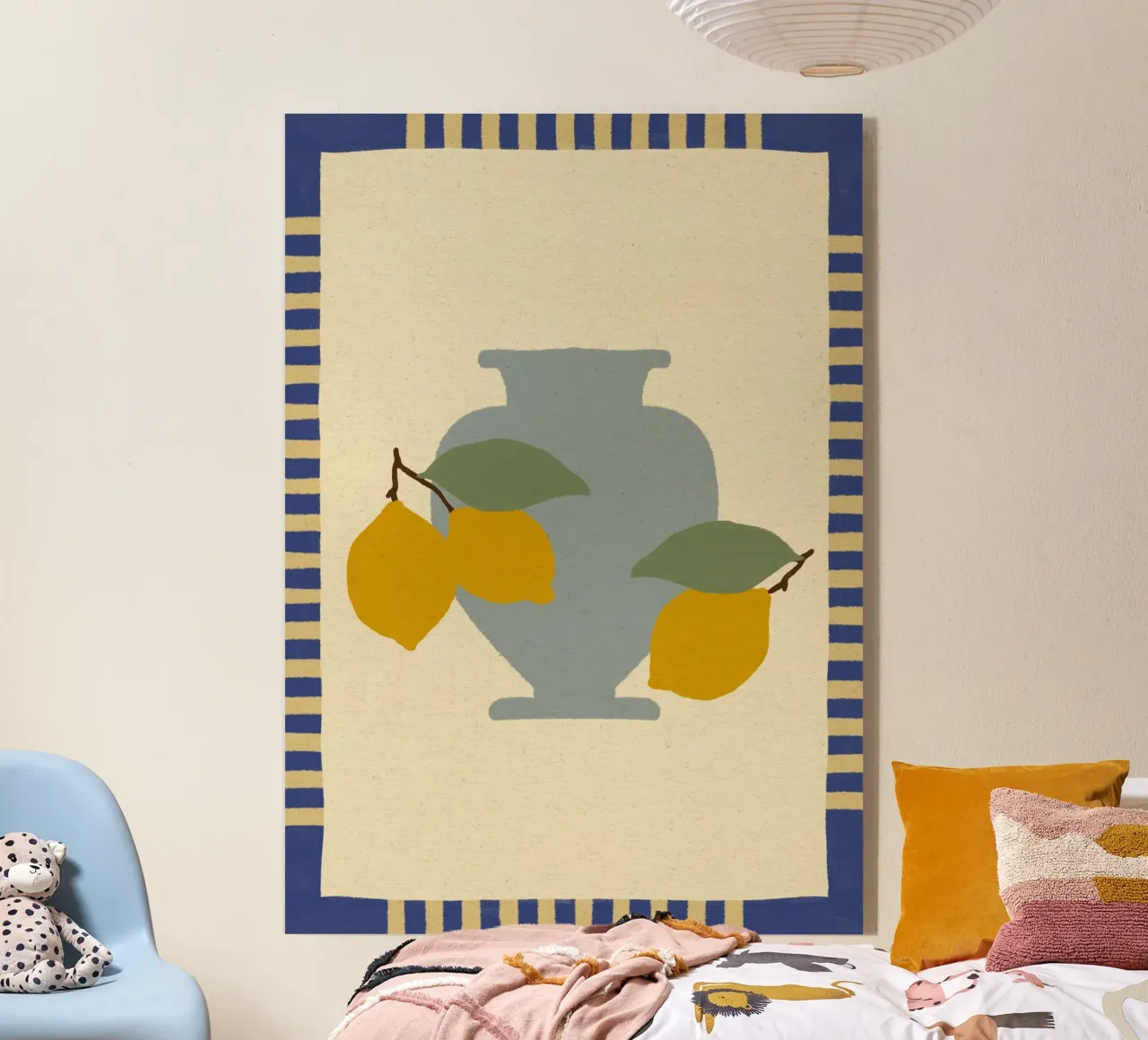 Still Life with Vase and Lemons I - Colorful Edition plexiglass da Shatha Al Dafai