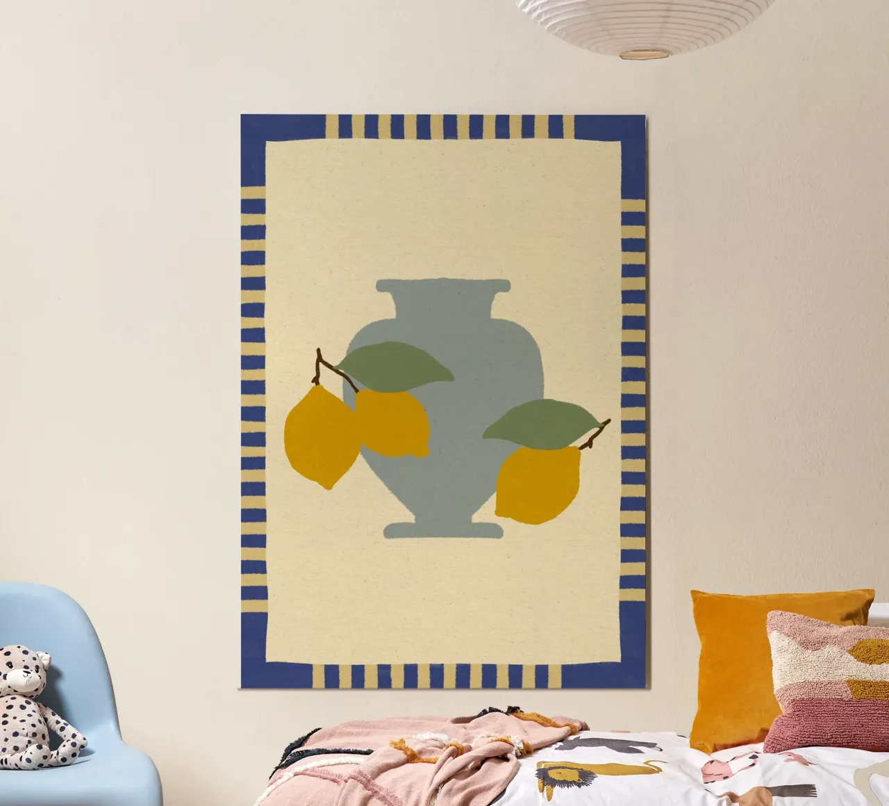 Still Life with Vase and Lemons I - Colorful Edition carta hahnemühle da Shatha Al Dafai