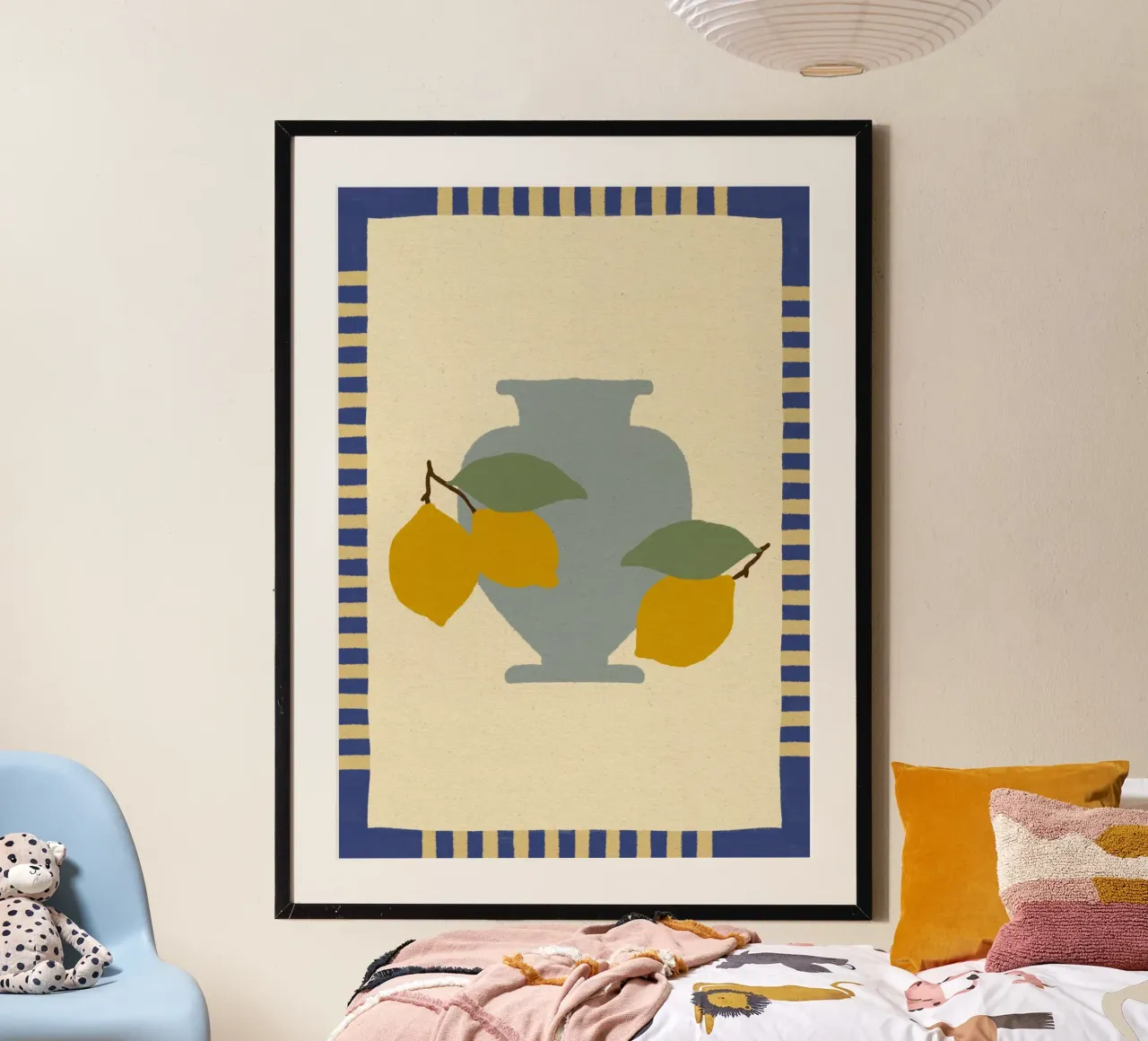 Still Life with Vase and Lemons I - Colorful Edition carta hahnemühle da Shatha Al Dafai