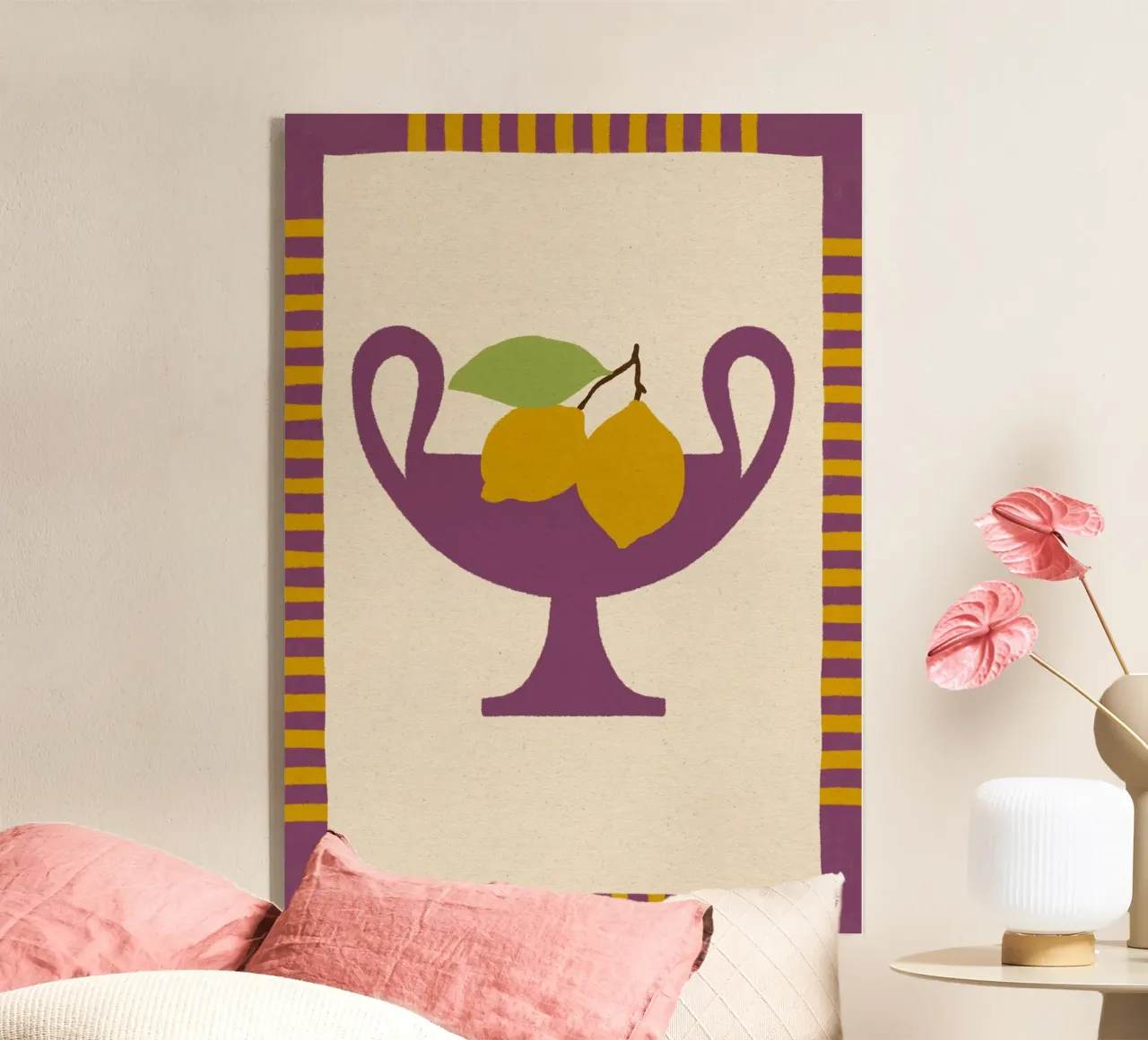 Still Life with Vase and Lemons II - Colorful Edition plexiglass da Shatha Al Dafai