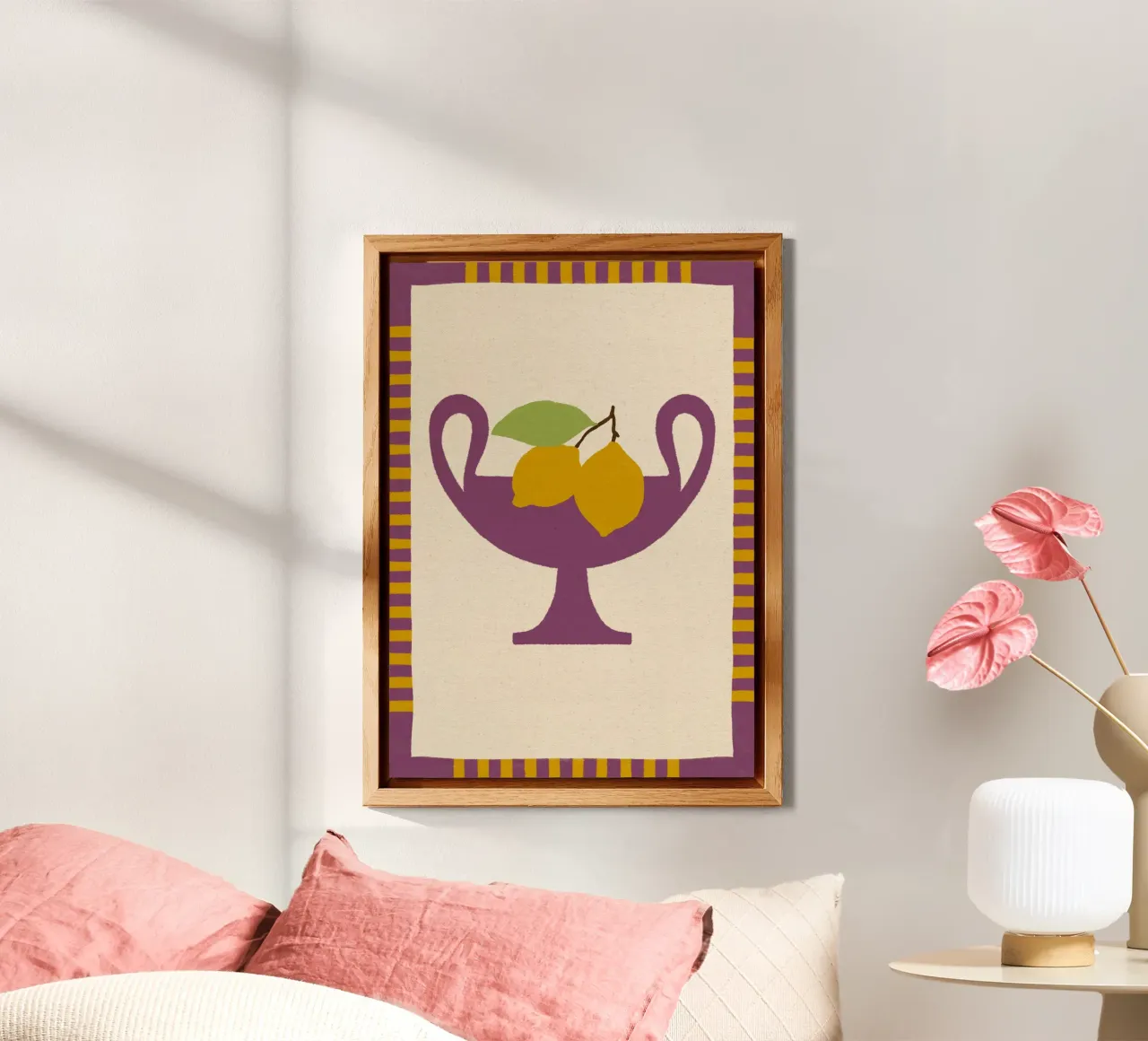 Still Life with Vase and Lemons II - Colorful Edition pannello forex da Shatha Al Dafai