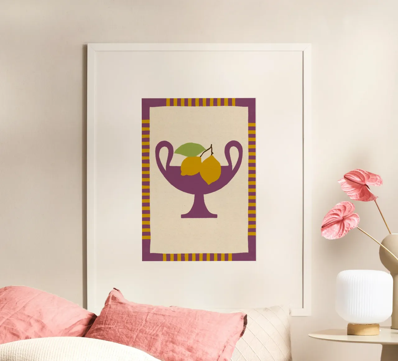 Still Life with Vase and Lemons II - Colorful Edition poster da Shatha Al Dafai