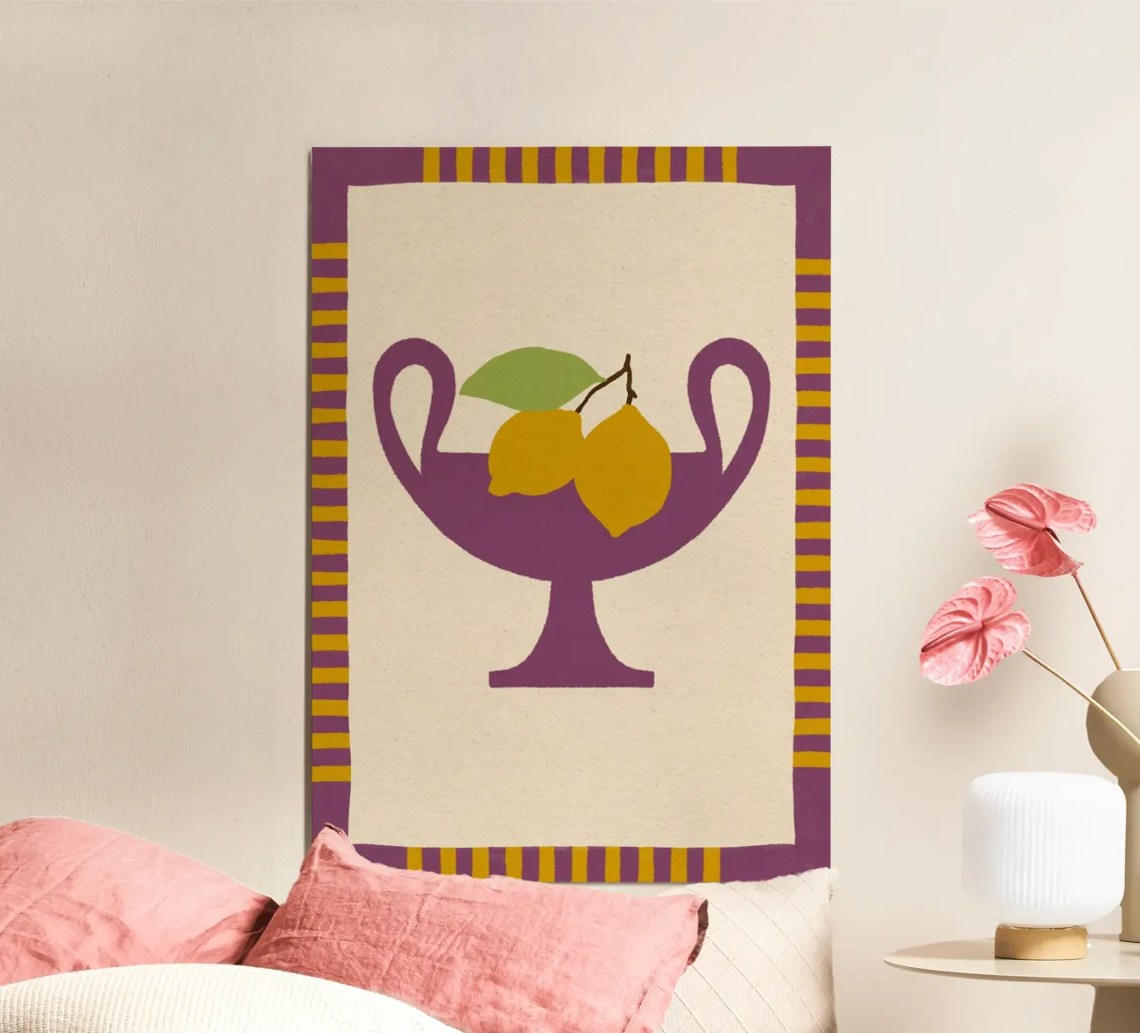 Still Life with Vase and Lemons II - Colorful Edition poster da Shatha Al Dafai