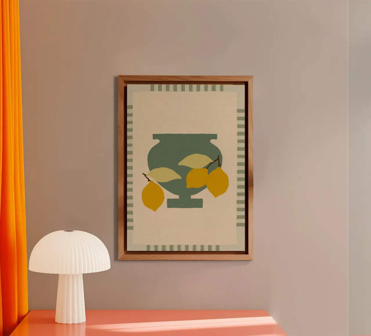 Still Life with Vase and Lemons III - Colorful Edition alluminio dibond da Shatha Al Dafai