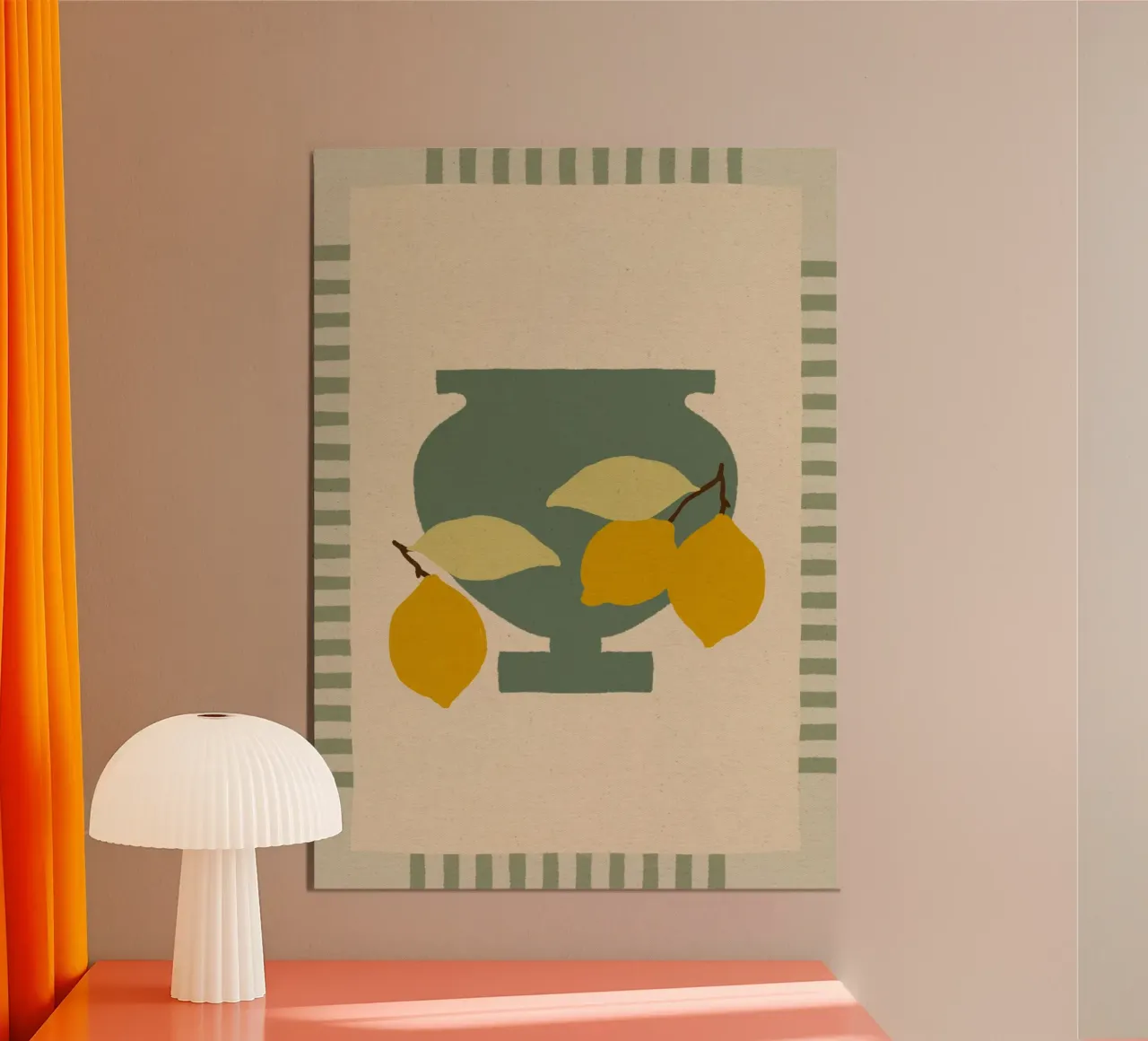 Still Life with Vase and Lemons III - Colorful Edition alluminio dibond da Shatha Al Dafai