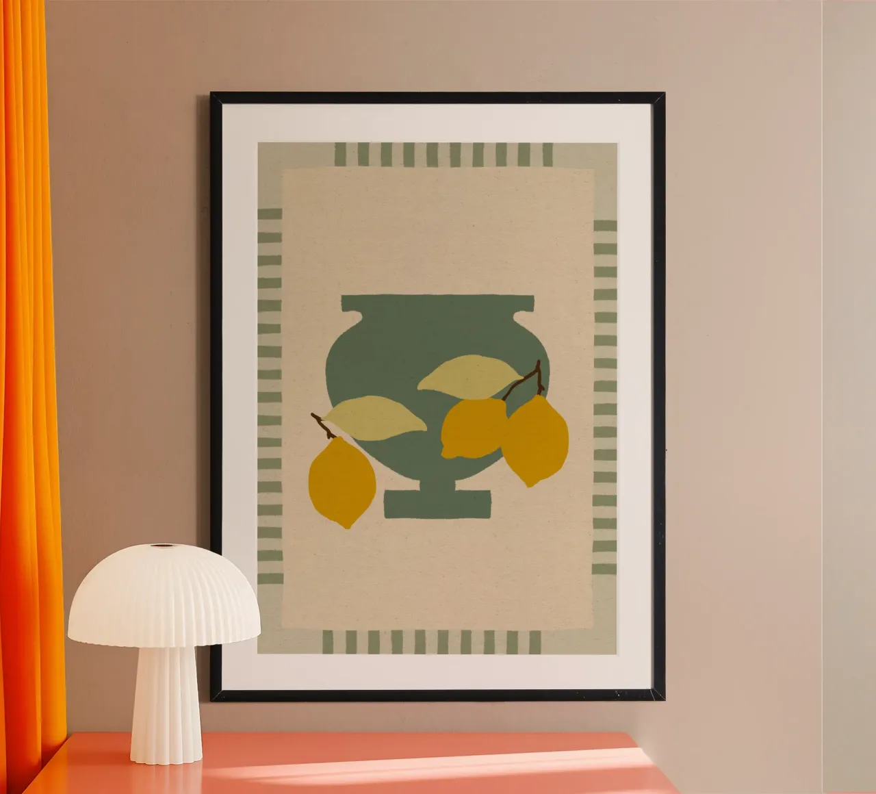Still Life with Vase and Lemons III - Colorful Edition carta hahnemühle da Shatha Al Dafai