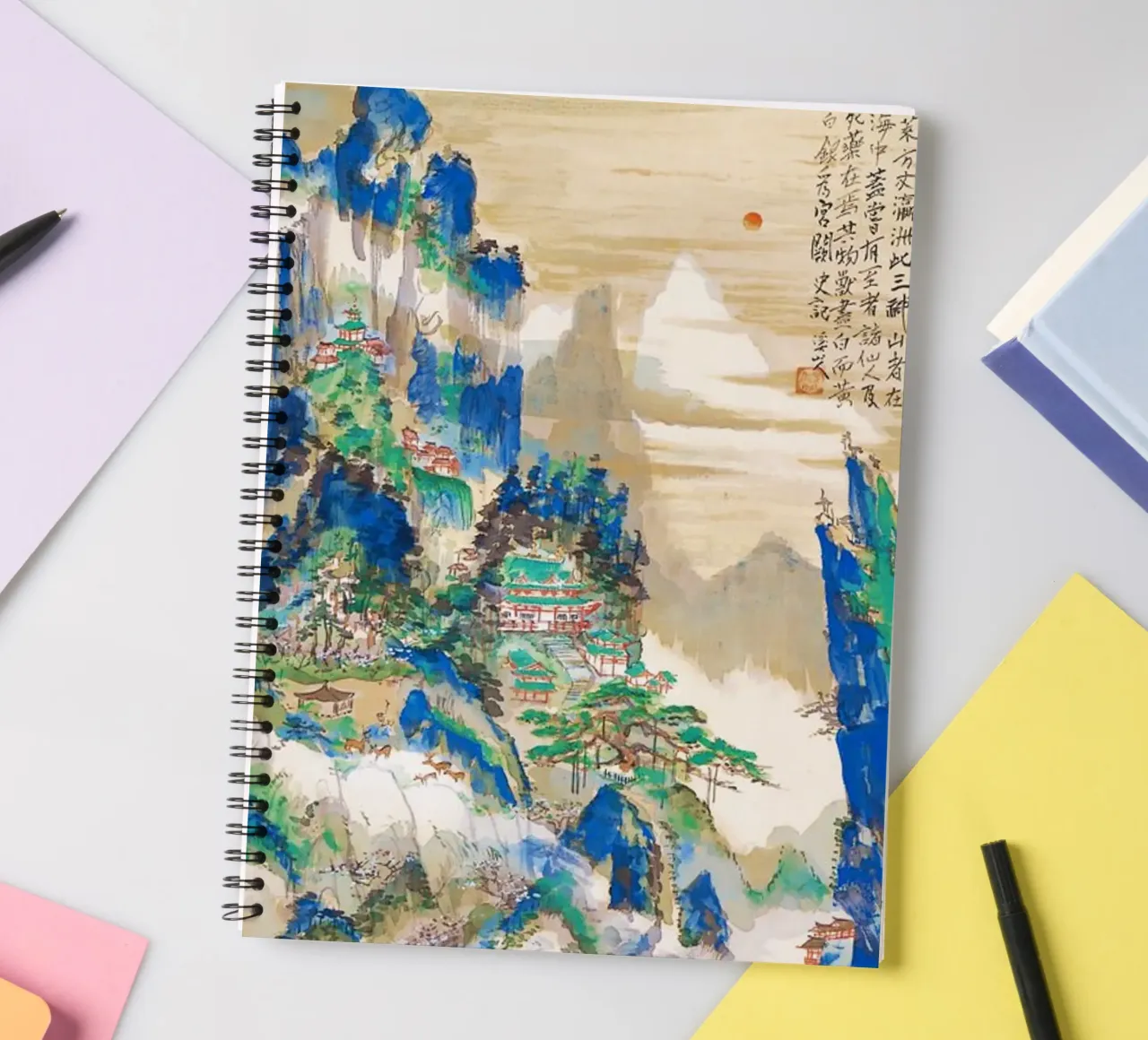 Mt. Penglai (Mountain of Immortals) (1948) by Yokoyama Taika spiral notebook by Jolie Prints