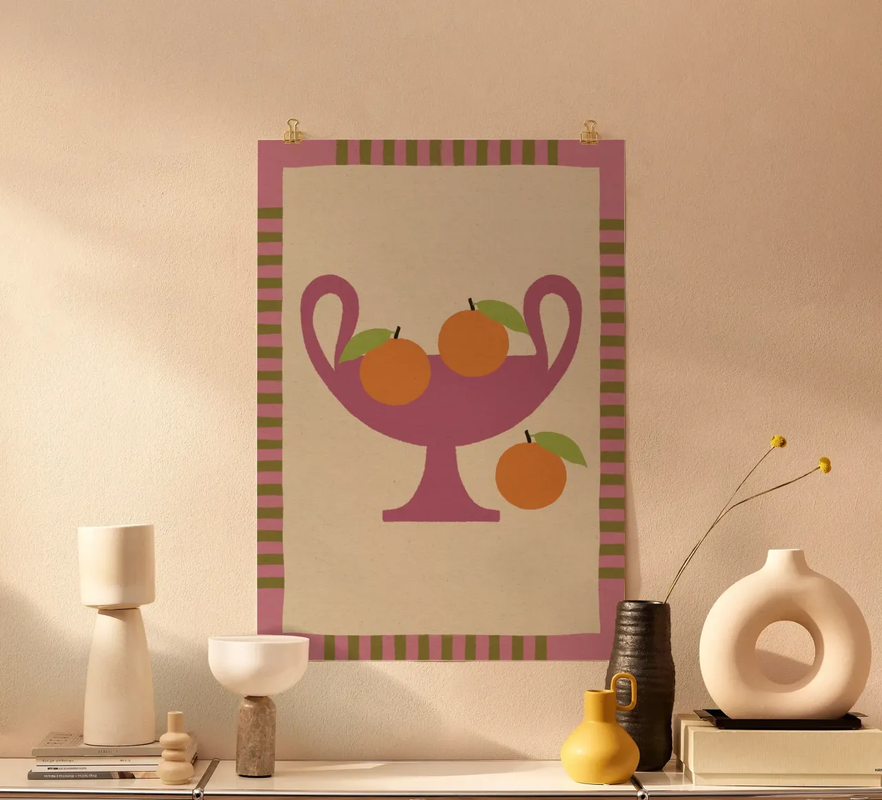 Still Life with Vase and Oranges I - Colorful Edition poster da Shatha Al Dafai