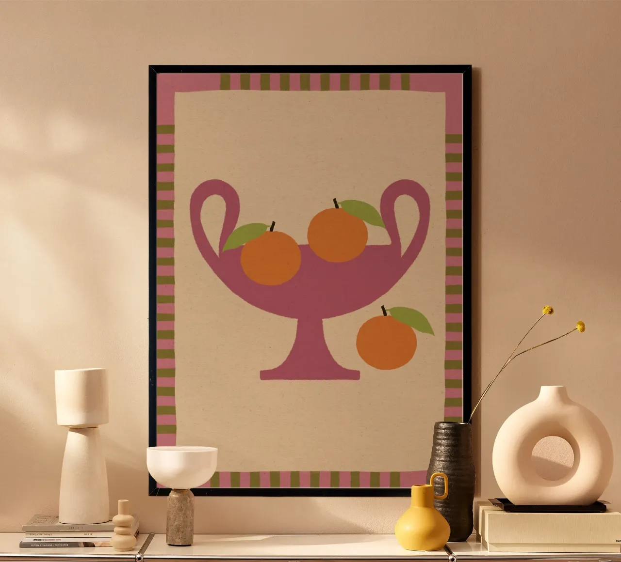 Still Life with Vase and Oranges I - Colorful Edition poster da Shatha Al Dafai