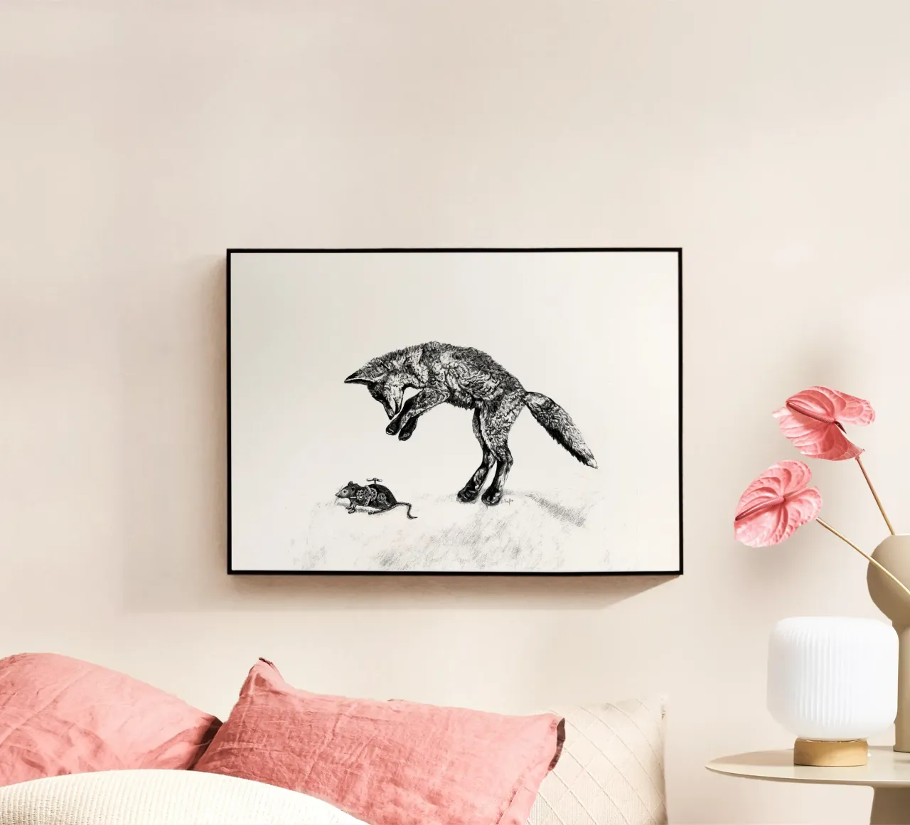 The fox and the wind-up mouse acrylic glass by picazzy