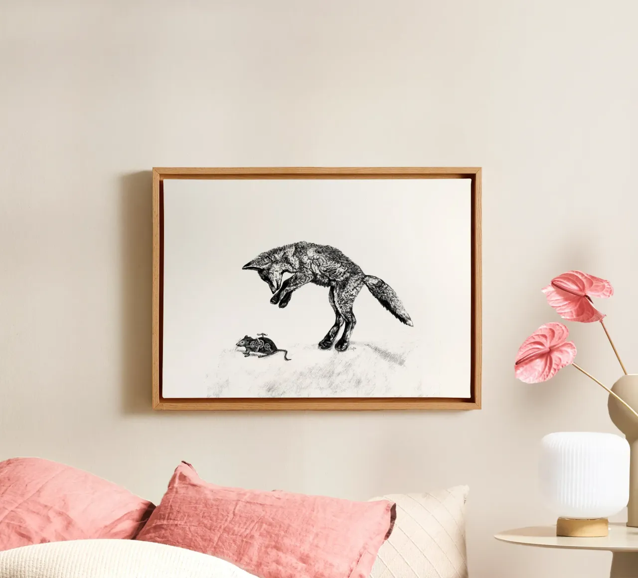 The fox and the wind-up mouse canvas by picazzy