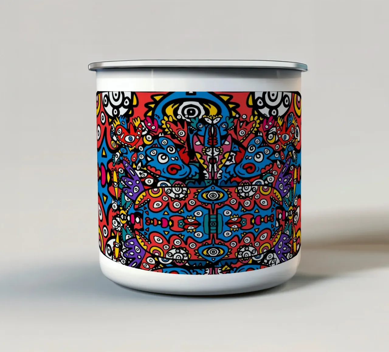Totem cosmico - Simmetria psichedelica di Emmanuel Signorino tazza in smalto da Abstract and Patterns