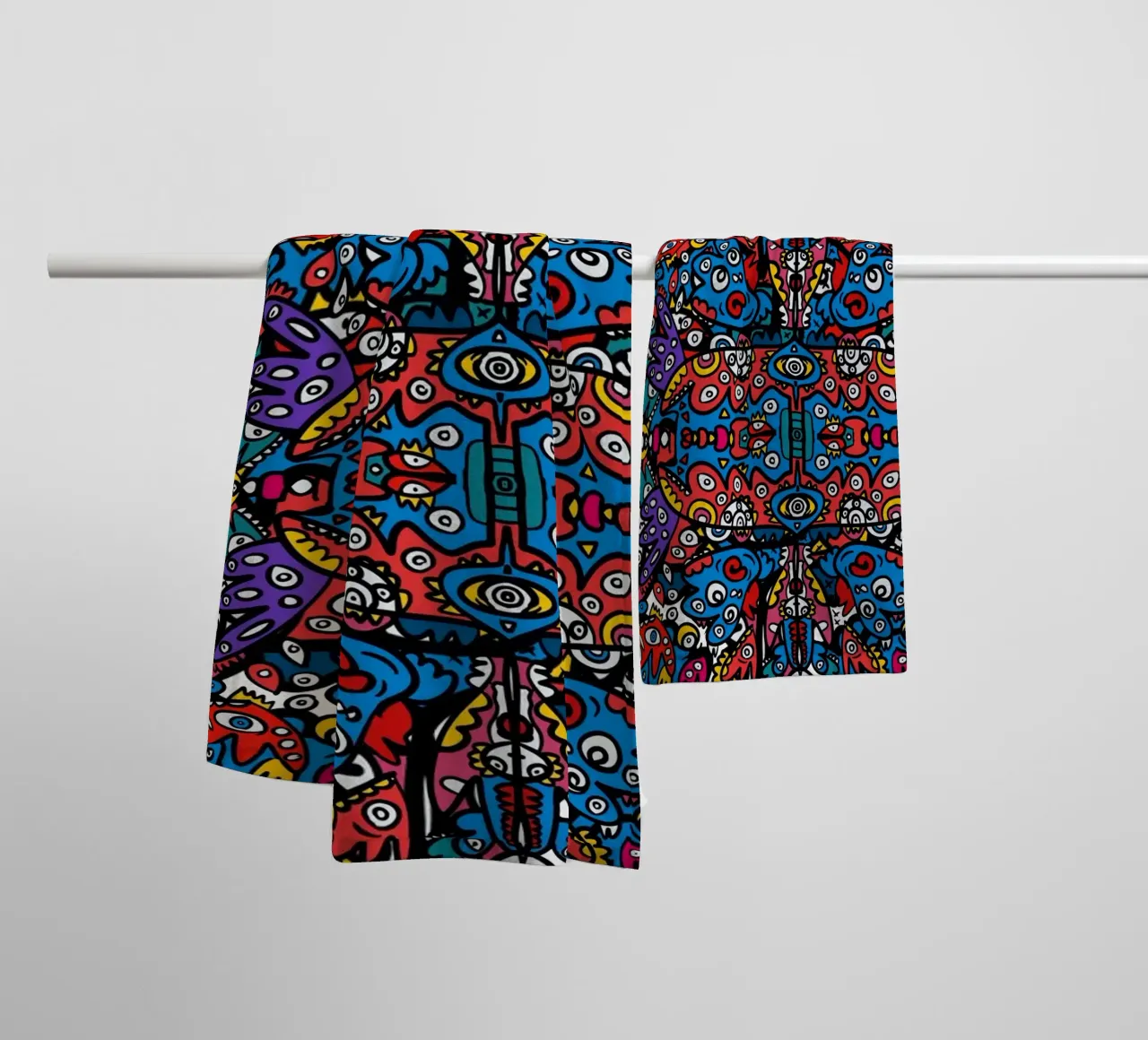 Cosmic Totem – Psychedelic Symmetry by Emmanuel Signorino towel by Abstract and Patterns
