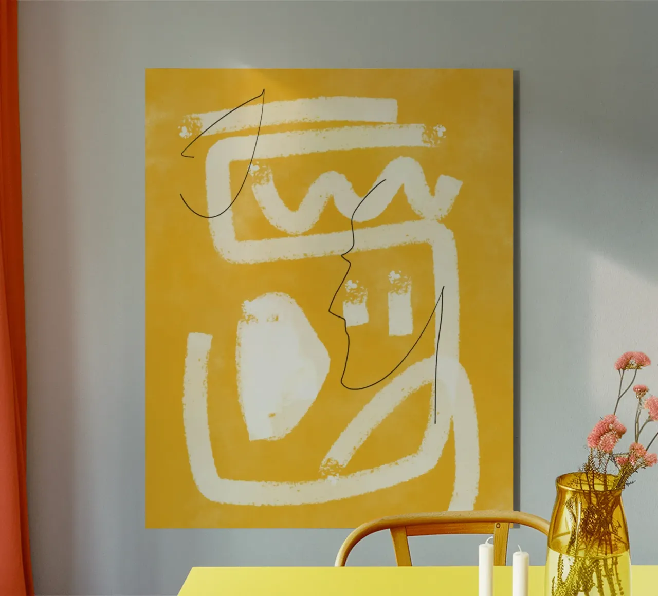 Abstrait jaune peint 05 alu dibond de Little Dean