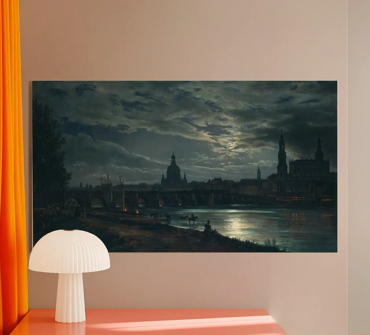 Vue de Dresde au clair de lune par Caspar David Friedrich plexiglas de Venus Art