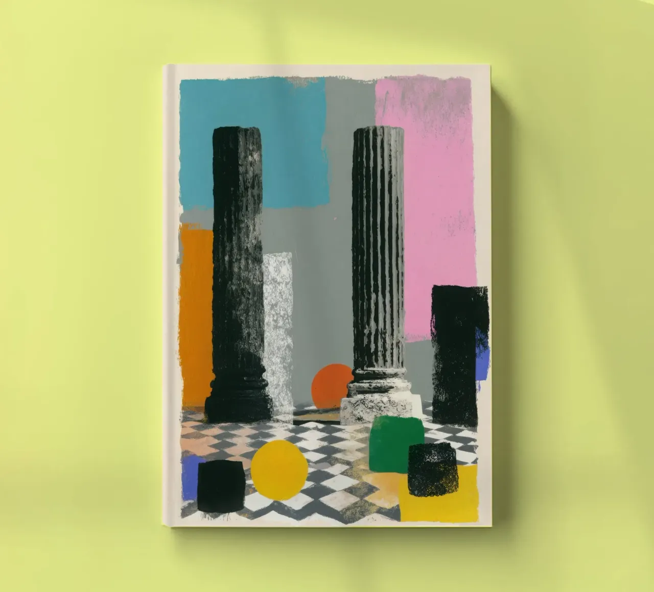 Dos columnas griegas con círculo abstracto cuaderno de Nikis Art Studio