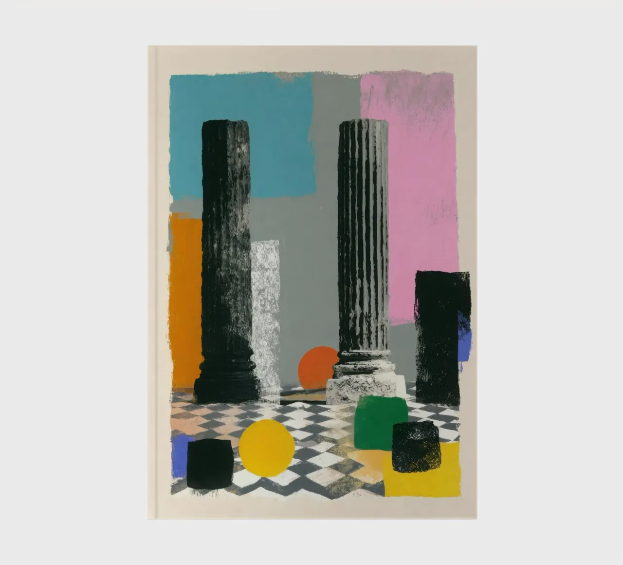 Dos columnas griegas con círculo abstracto cuaderno de Nikis Art Studio