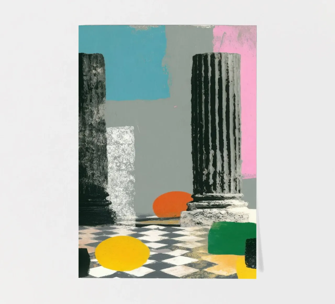 Two Greek columns with abstract circle sticker sheet by Nikis Art Studio