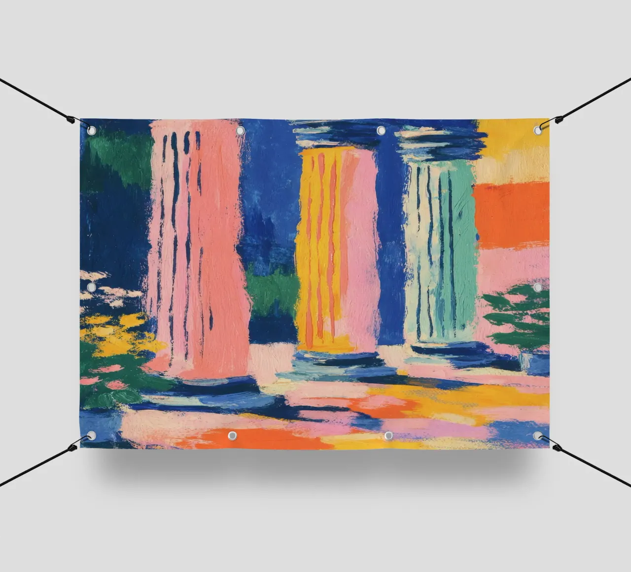Tre colonne greche in colori pastello telo in pvc da Nikis Art Studio