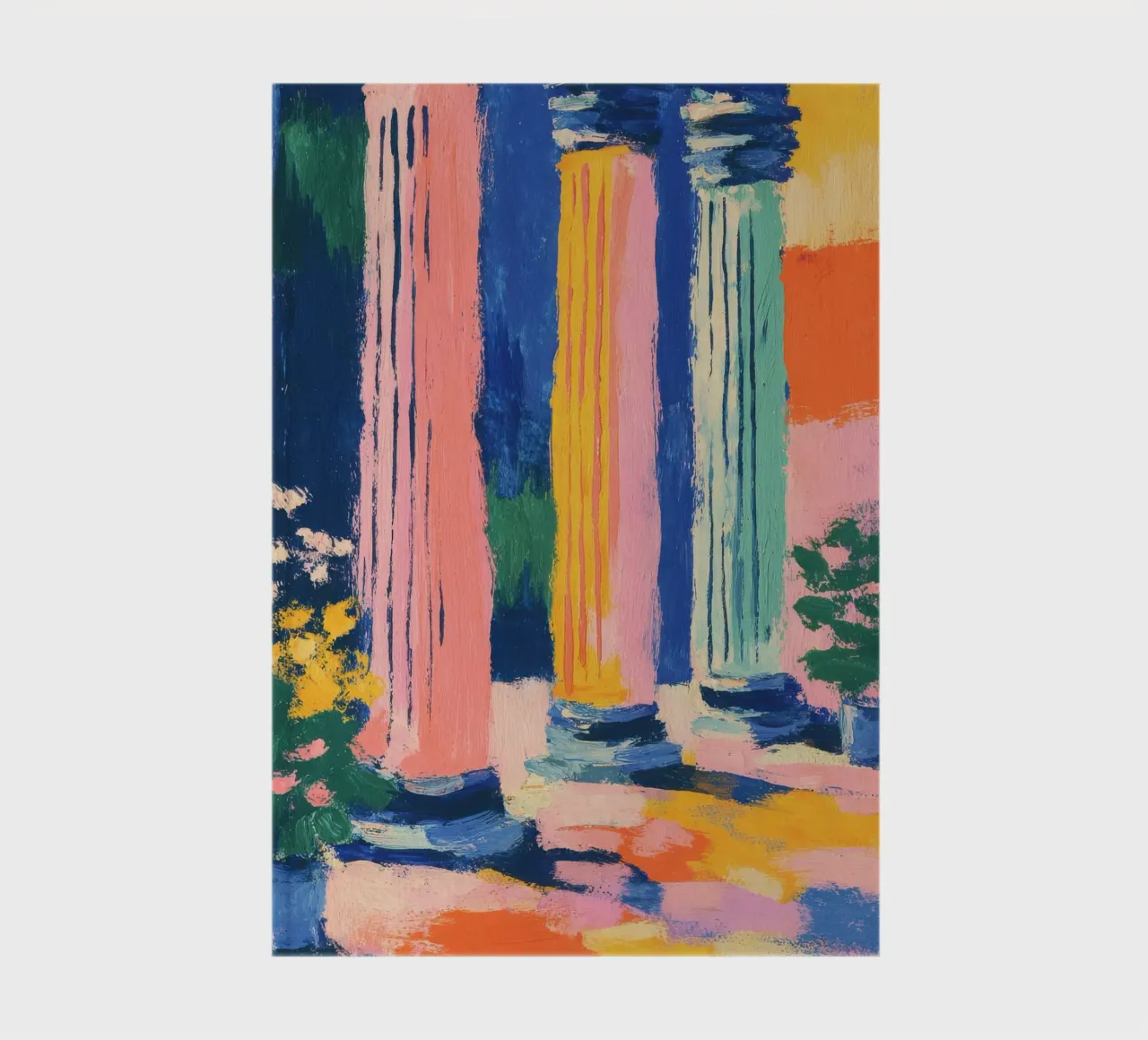 Three Greek columns in pastel colours notebook by Nikis Art Studio