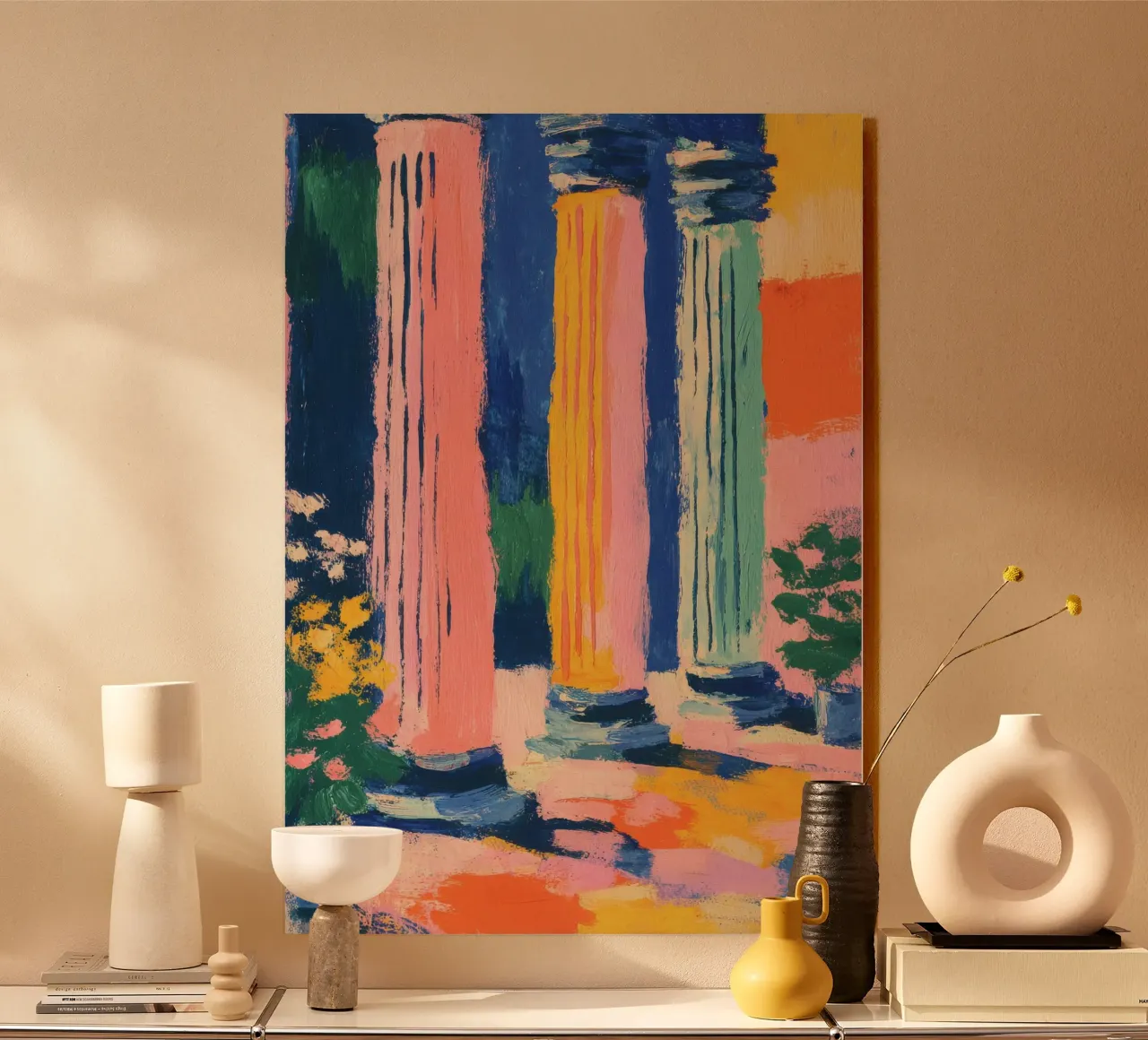 Tre colonne greche in colori pastello plexiglass da Nikis Art Studio