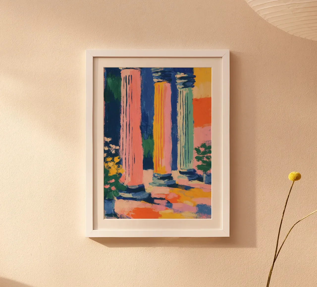 Tre colonne greche in colori pastello poster da Nikis Art Studio