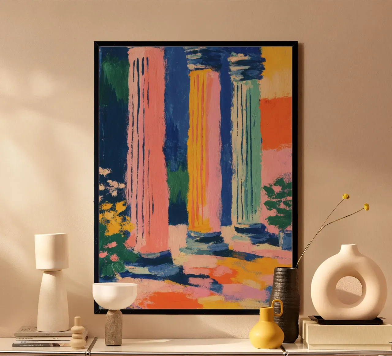 Tre colonne greche in colori pastello poster da Nikis Art Studio