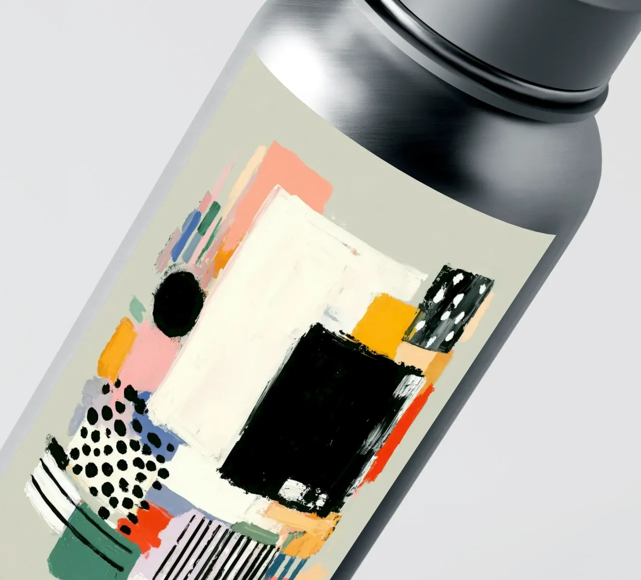 Abstracte compositie in pastel & zwart sticker van Nikis Art Studio