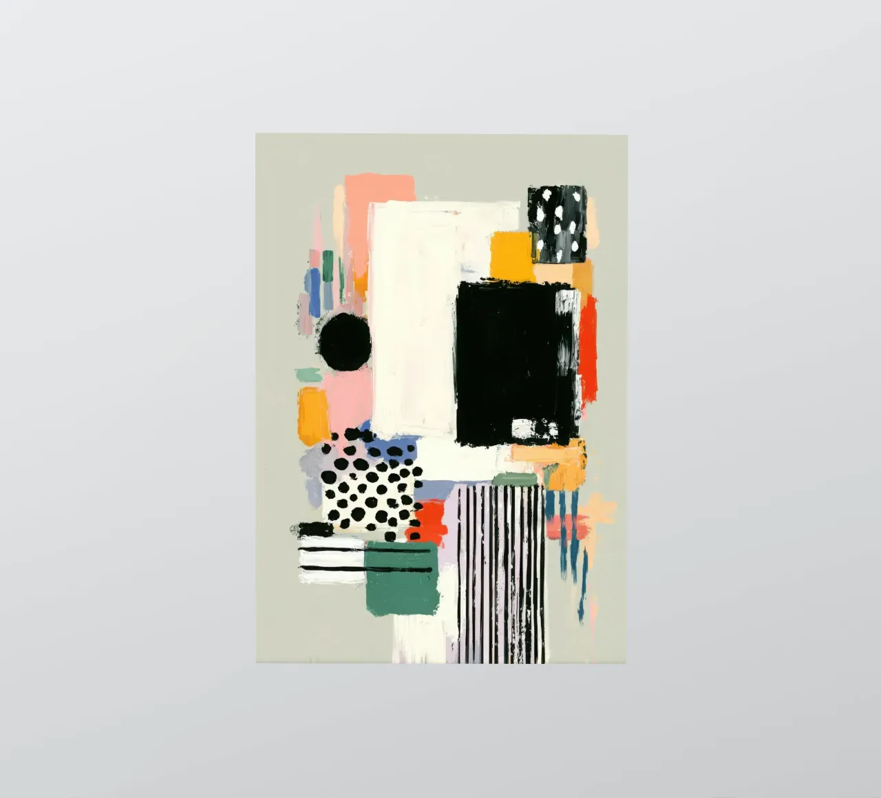 Abstracte compositie in pastel & zwart sticker van Nikis Art Studio