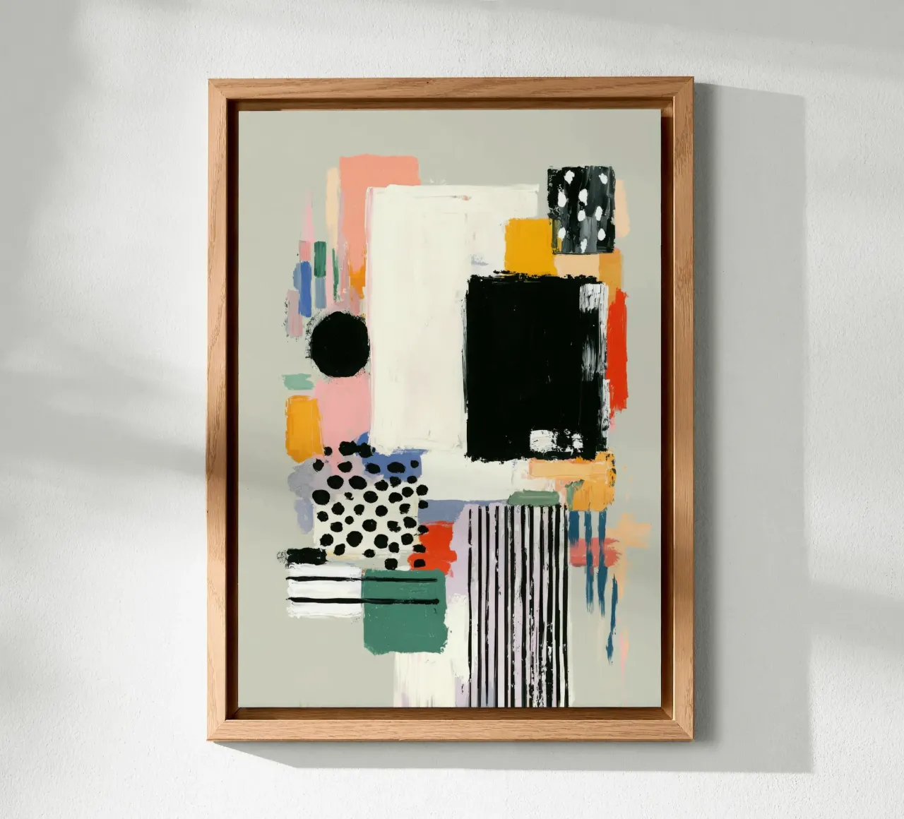 Composizione astratta in pastello e nero alluminio dibond da Nikis Art Studio