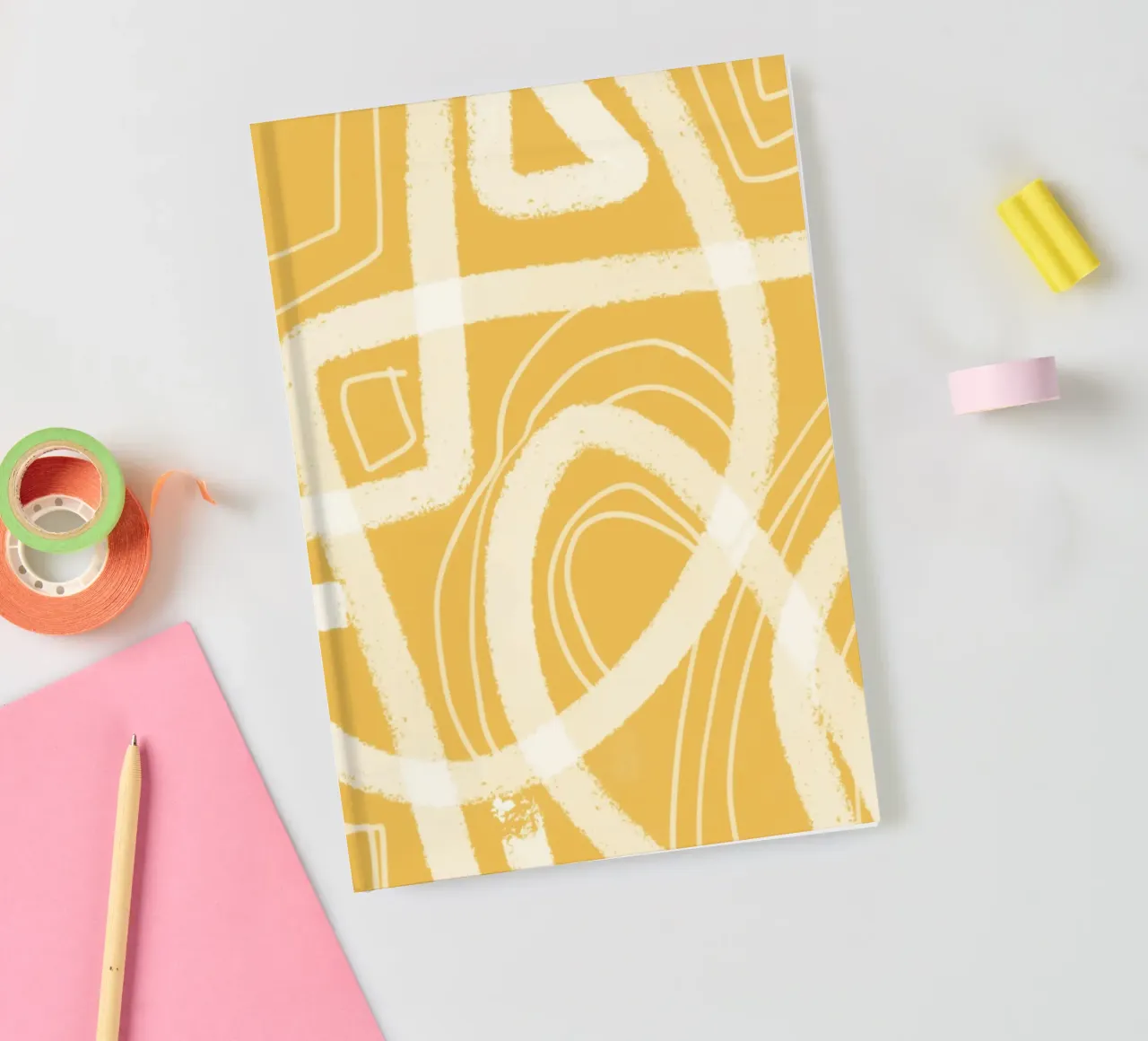 Abstrait jaune peint 07 carnet de notes de Little Dean