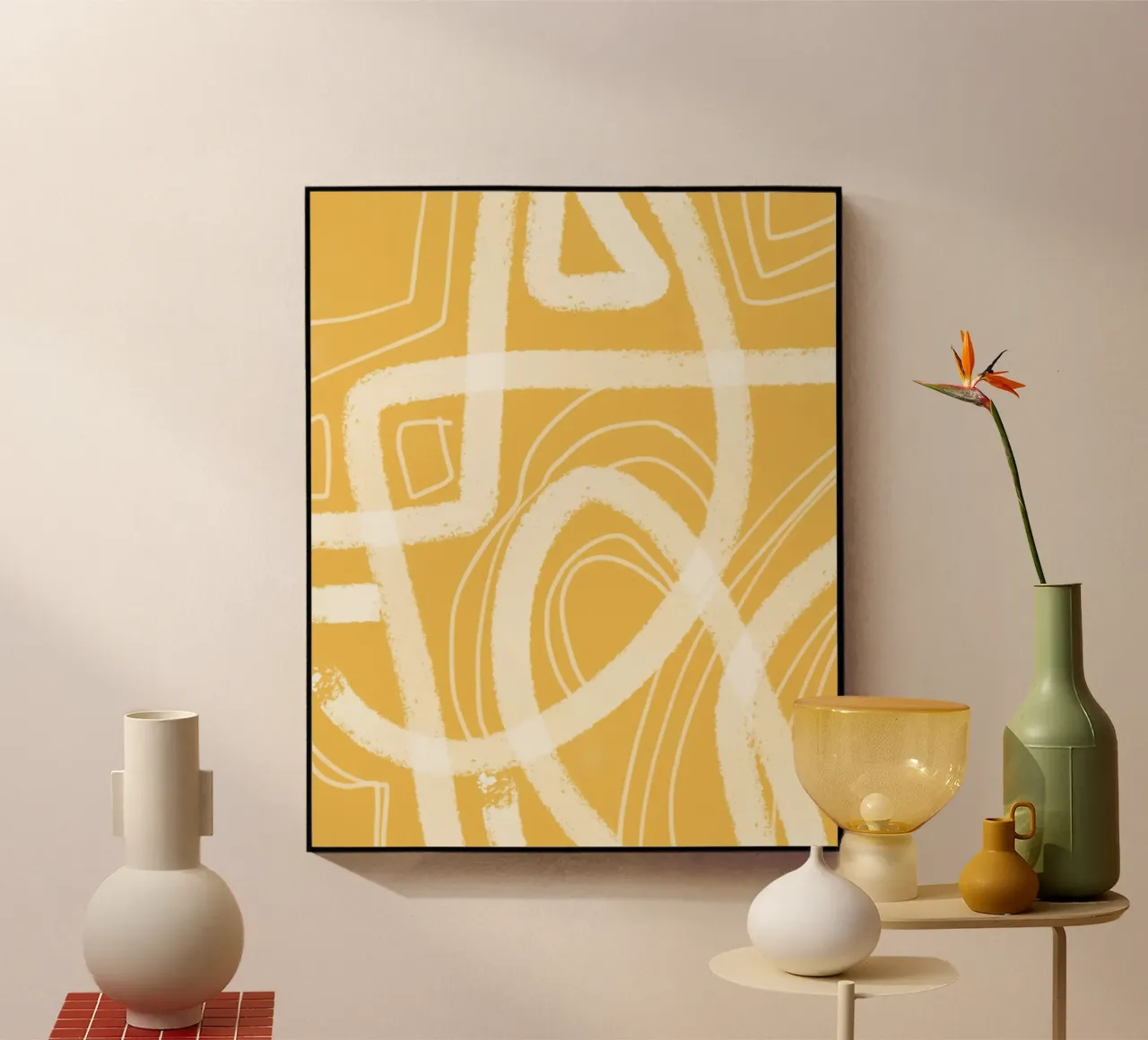 Abstrait jaune peint 07 plexiglas de Little Dean