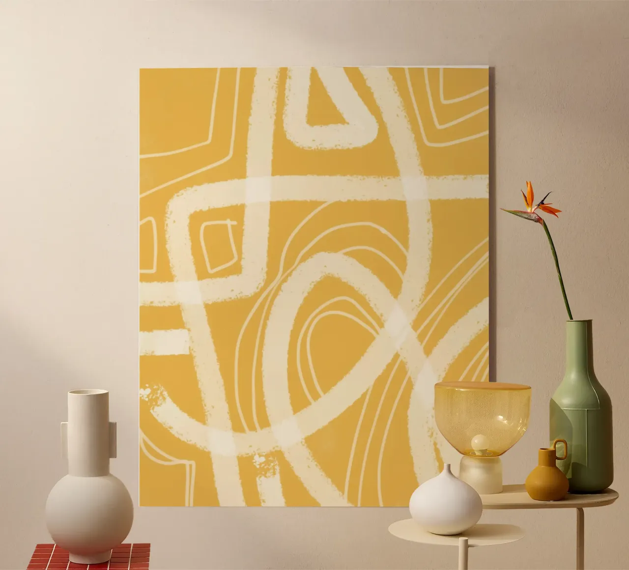 Abstrait jaune peint 07 plexiglas de Little Dean