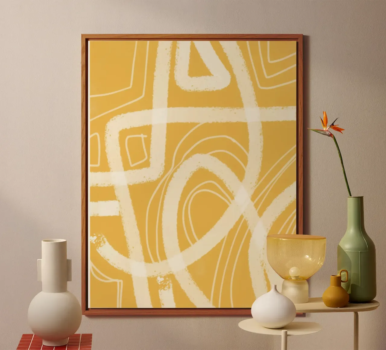 Abstrait jaune peint 07 alu dibond de Little Dean