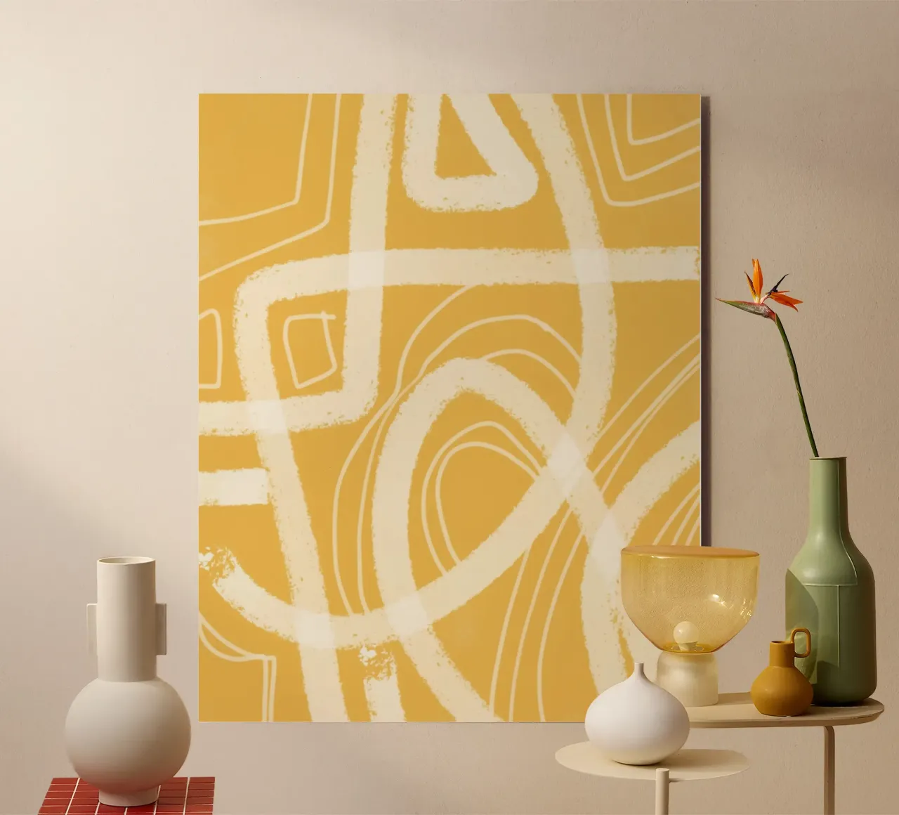 Abstrait jaune peint 07 alu dibond de Little Dean