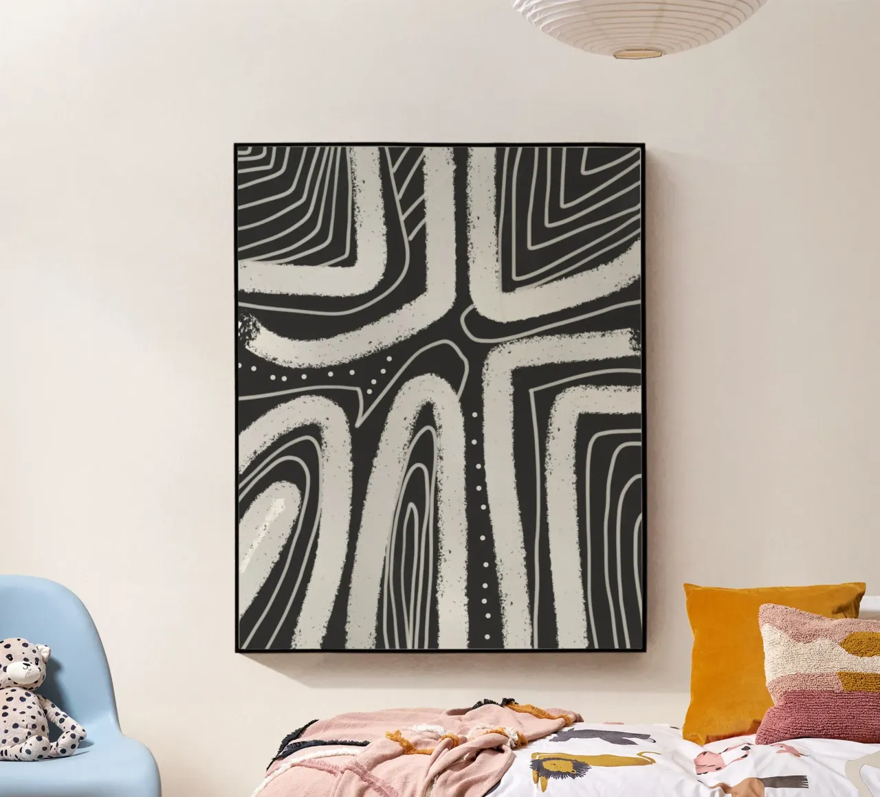 Gesso astratto in bianco e nero plexiglass da Little Dean
