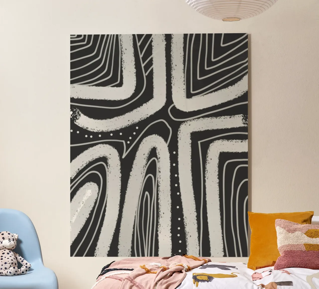 Gesso astratto in bianco e nero plexiglass da Little Dean